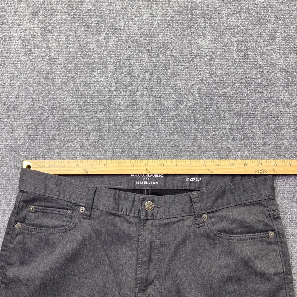 Banana Republic Travel Jean Mens 35x32 Slim Fit‎ Charcoal Gray Denim Pants